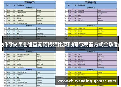 如何快速准确查询阿根廷比赛时间与观看方式全攻略